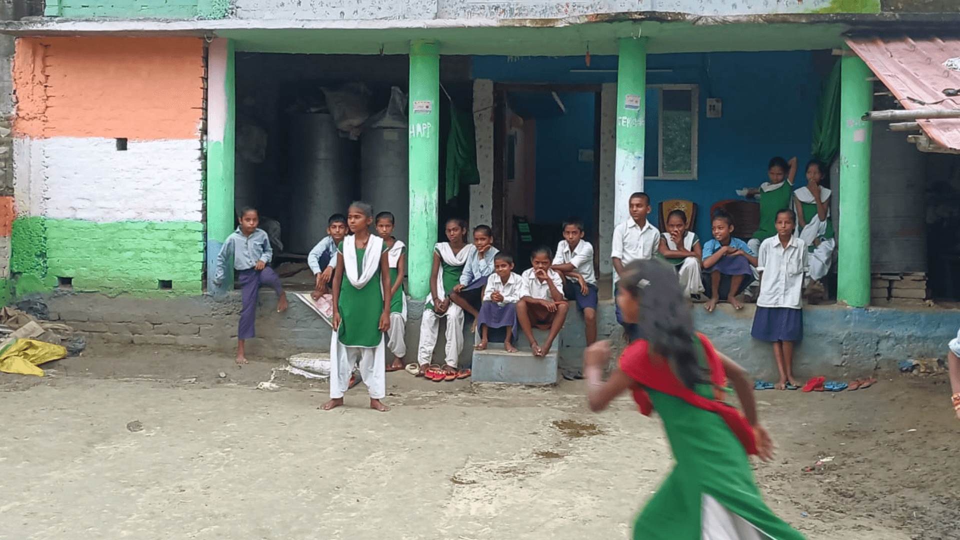 Children gathered for the school program